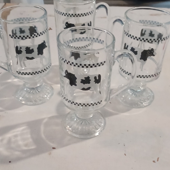 Other - Vintage Cow Pedestal Glasses Set 4
